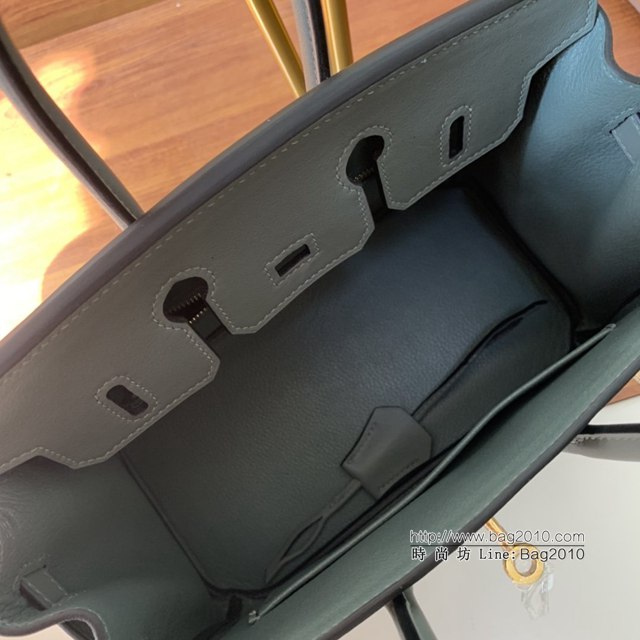 Hermes女包 愛馬仕Birkin25 swift皮 手工縫製 杏仁綠金扣 Hermes鉑金手提包  tdh2152
